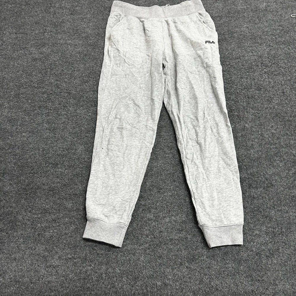 Fila Joggers Womens Size S Gray Heathered Athletic Sweatpants Cuffed Hem Rip